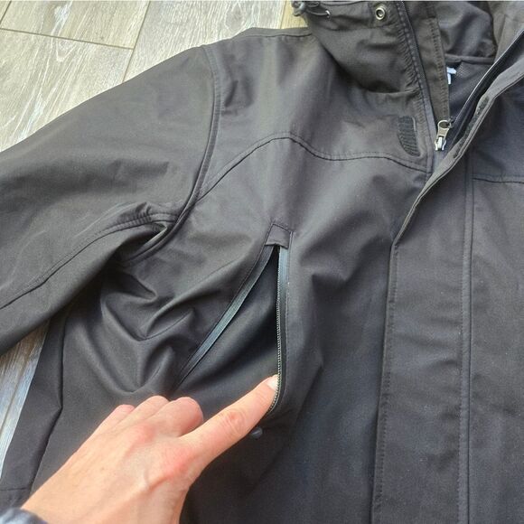 Champion men's coat black hooded big pockets, chest pocket zip up with velcro L - Picture 4 of 10
